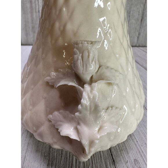 Vtg Belleek Irish Porcelain Thistle Vase 5th Green Mark MCM #0857 See Details - Picture 7 of 13